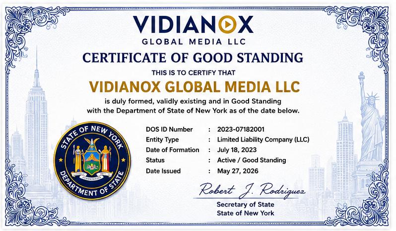 VIDIANOX certification document 3