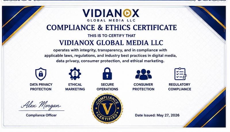 VIDIANOX certification document 4
